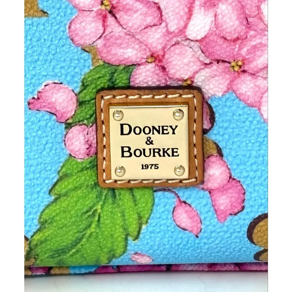 Dooney & Bourke Hydrangea Monogram Cosmetic Makeup Case Pouch Bag Blue DB Clutch